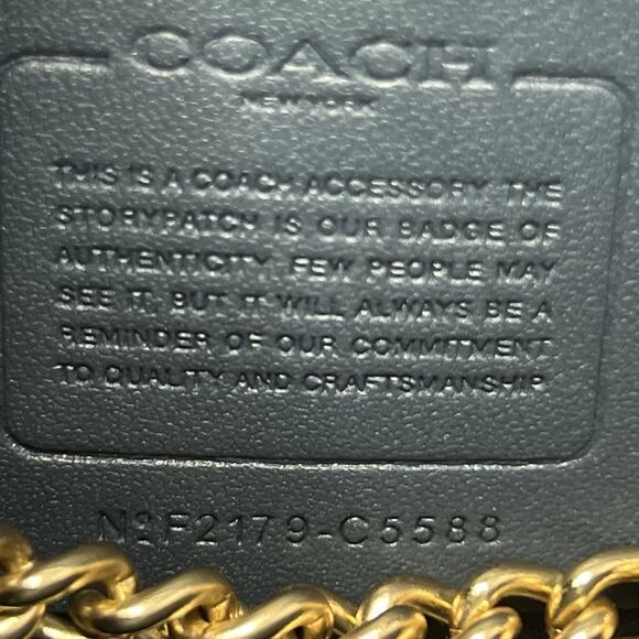 Coach Kleo Crossbody Navy Blue Suede Denim Leather Chain Gold Strap Mini Purse - Picture 11 of 16